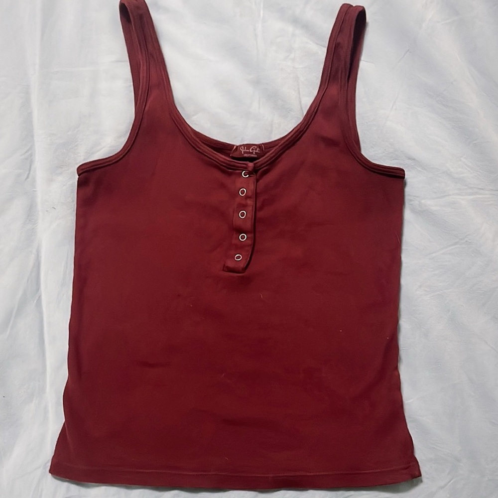 Burgundy Buttoned Tank Top